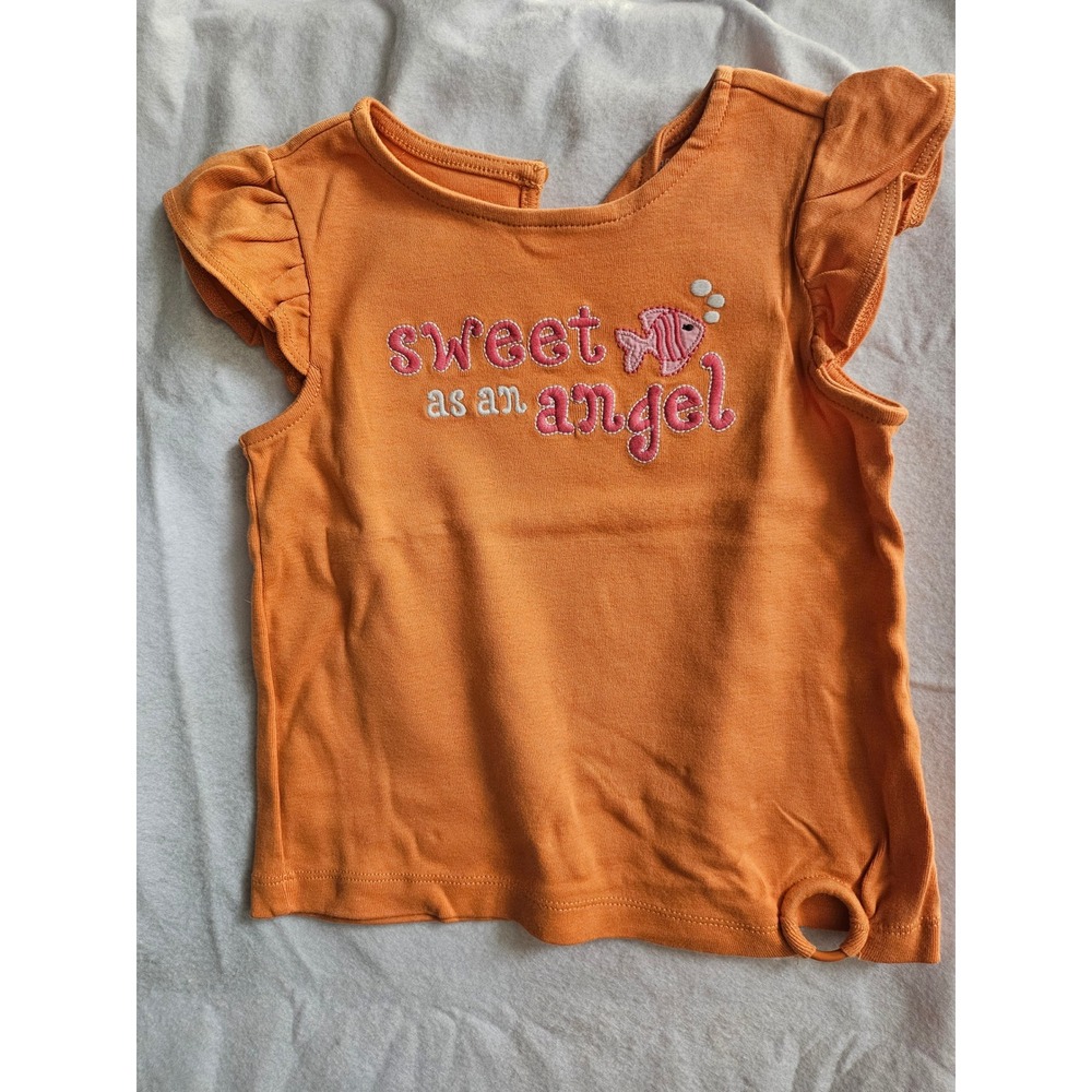 Vintage Gymboree Girls Orange Flutter Sweet as an Angel Fish Graphic Tee 4T